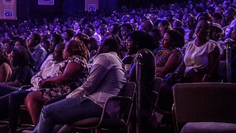 Audience gather for a laughing night