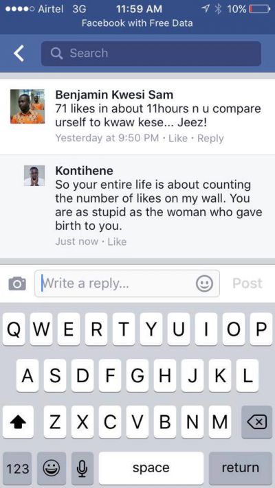 Kontihene insults a fan and his mother