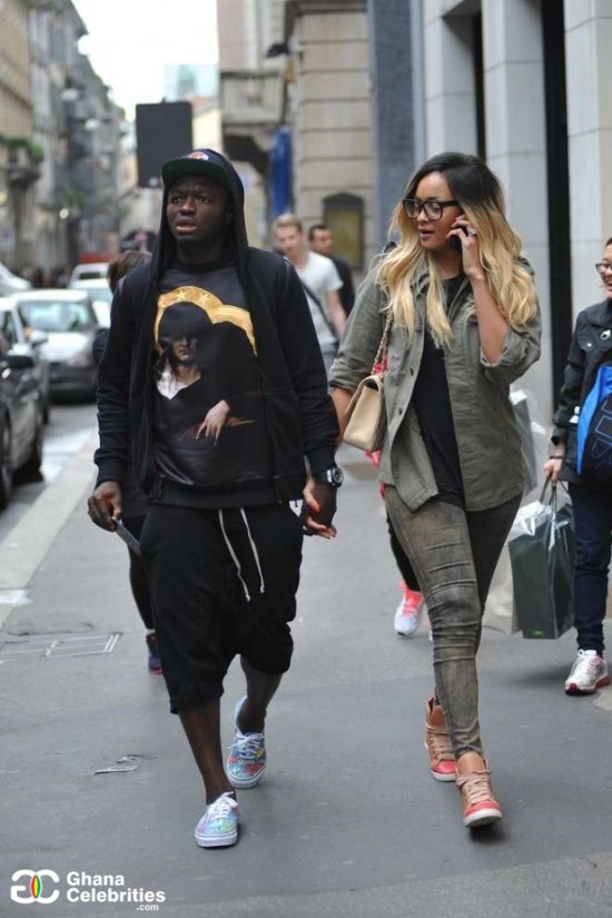 Sulley Muntari and model wife Menaye Donkor were spotted shopping at Luxury Lingerie Shop-La Perla.