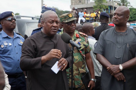 President Mahama addressing the people gathered