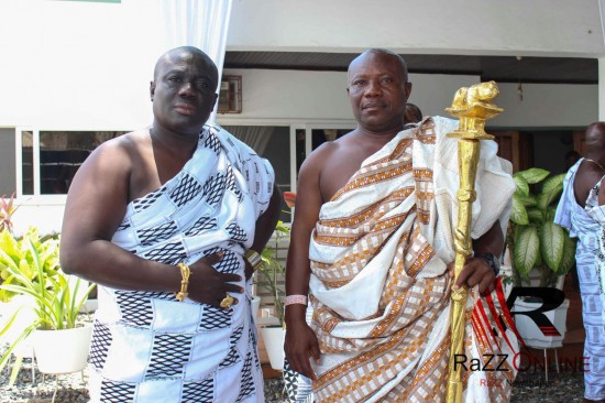 Oyiakehyire Nana Ansah Kwao IV performs the knocking ceremony of Gifty Anti