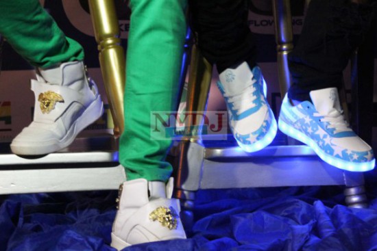 Praye Tiatia spotted in USB charging led light up sneakers