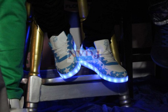 Praye Tiatia spotted in USB charging led light up sneakers