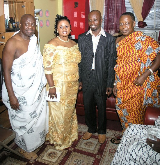 The couple posing with Peter's uncles who came to support him