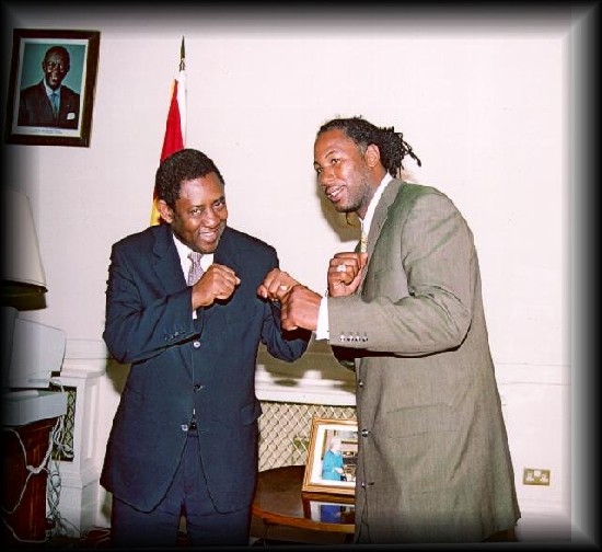 LENNOX LEWIS (RIGHT) WITH H.E MR ISAAC OSEI, GHANA'S HIGH COMMISSION TO THE U.K