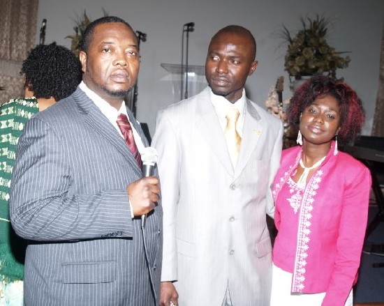 MC, Dr. D posed with Organizer extraordinaire; Timothy Semerko
(center) and Isabella Kyei after the show.