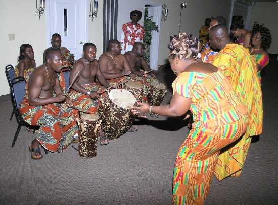 Drummers entertaining guests and Kete dancers on display