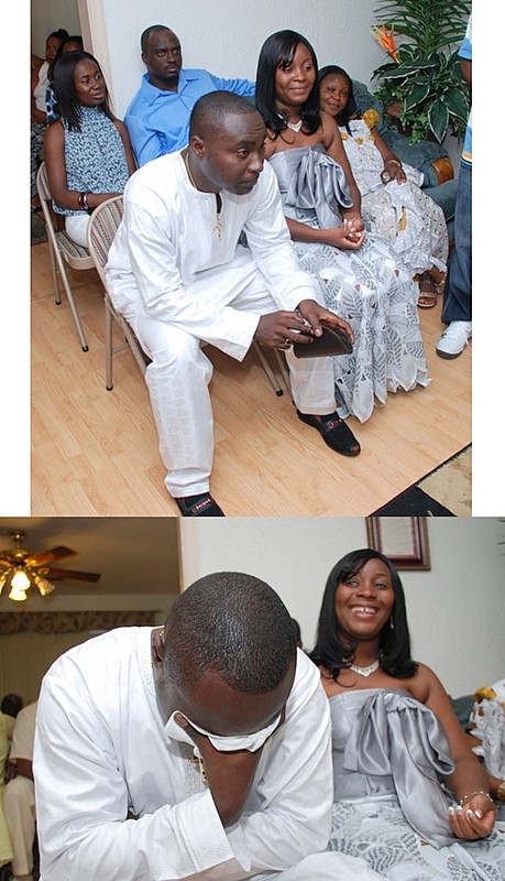 The couple seated (top), Charles becoming emotional and covered face with handkerchief in his hand (bottom)