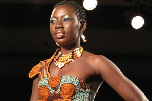 Model Mariam Abdulai struts local fashions during Ghana Fashion Weekend in Accra.