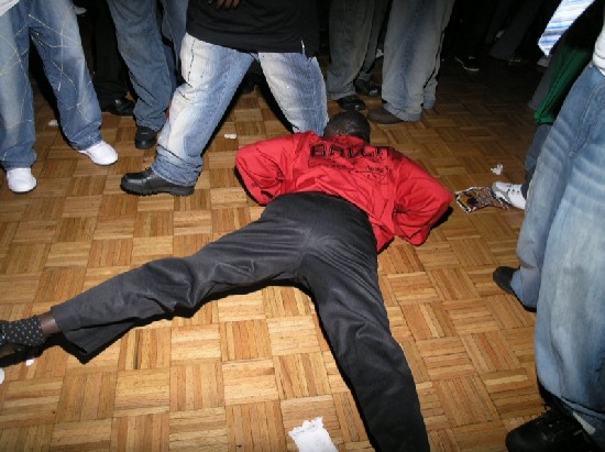 The great dancer on the floor shows some of his dancing skills, Break dance in the 21st century