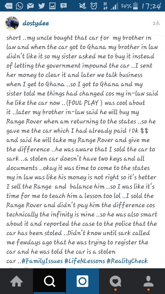 Dosty Dee, the car dealer apologises