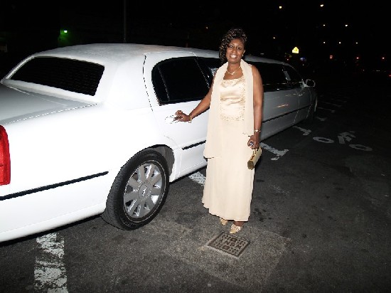 She posed outside the limo