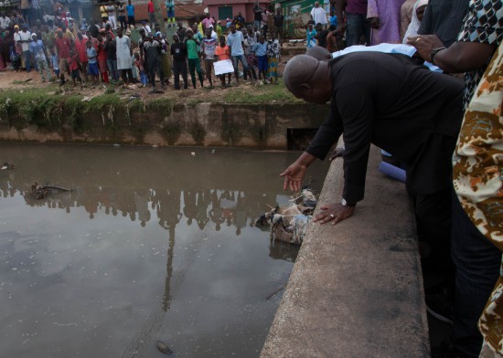 President John Dramani Mahama inspecting the flood area