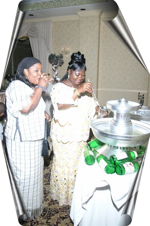 Agnes serves champagne from the fountain