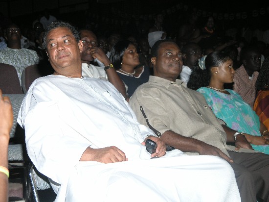 Hon. Jake O. Lampetey, Minister of Tourism (left) seated next to Major (Rtd) Courage Quashigah, Minister of Health, at the front row of the auditorium