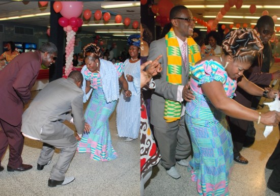 left and right - Daddy Osei and his first lady showing they can dance and supported by DJ/MC Papa Linc