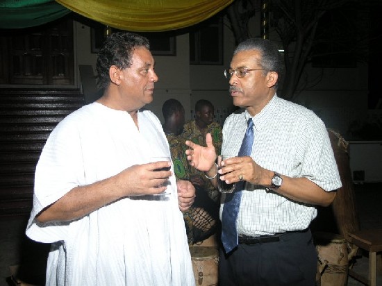 Hon. Jake O. Lamptey, Minister of Tourism chats with Mr. Leonard H. Robinson Jr., President and CEO of The Africa Society of The National Summit on Africa (right)