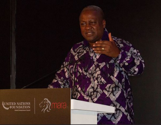 President John Mahama addressing the meeting organised by the Mara Group in India