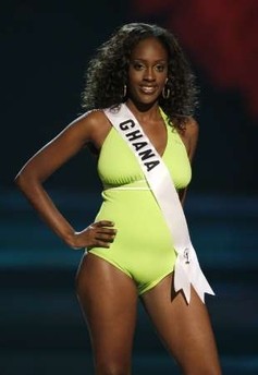 Miss Universe contestant Yvette Nsiah of Ghana takes part in the preliminary show swimwear contest in Nha Trang July 8, 2008. The 57th annual Miss Universe pageant will be held in Vietman's central Nha Trang resort city on July 14,