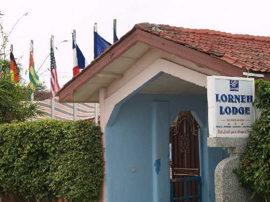 The front entrance showing flags of different countries