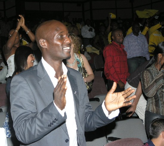 Soccer heavyweight; Anthony Baffoe enjoying the occasion