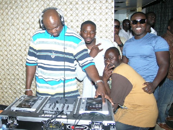 DJ Sammy Q busy at work and crew featuring; DJ Dynamic (second right)