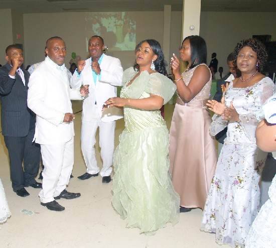 The couple are joined by family and friends on the dance floor