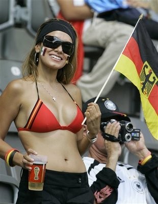 A fan for Germany looks on prior to the start of the Ecuador v Germany Group A World Cup soccer match