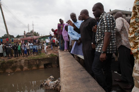 President Mahama inspecting the flood area