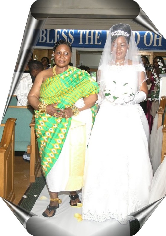 The bride is escorted to the altar by her mother, Nana Ampofowaah