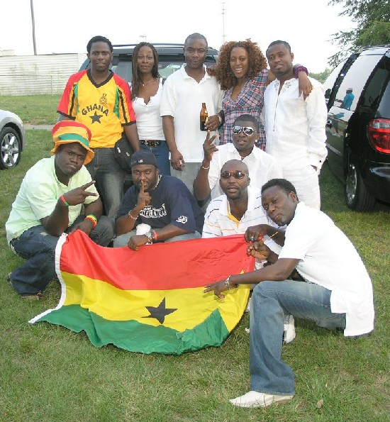 Sammy Tuga and Associates pose supporting the Black Stars at the 
picnic.