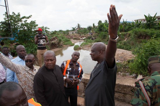 Mahama touring around with MCE, Kojo Bonsu (right)