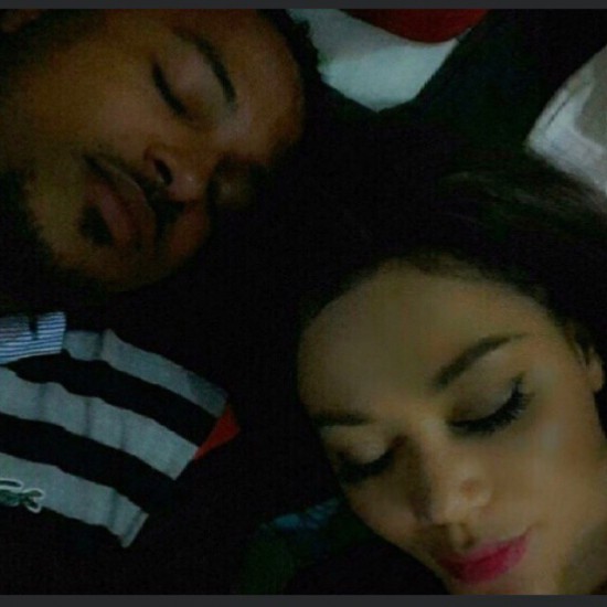 Van Vicker and Nadia in a sleeping scene on set