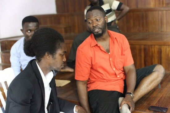 Adjetey Annan (right) with colleague rehearsing for Versatile Show