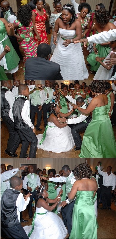 The groom and his Philly guests (top) Mr.& Mrs Dadzie (left) and Mr. & 
Mrs Biney (right) seated (bottom)