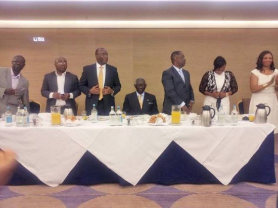 Ex- Prez Kuffour with some NPP executives including National Women's Organiser, Otiko Efisa Djaba (2nd Right) at 
the executive dinner