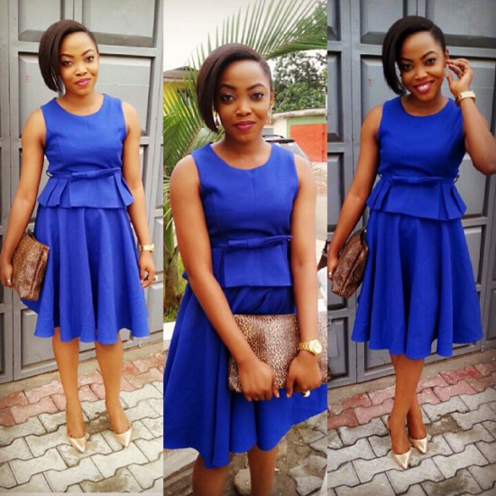 blue straight peplum dress