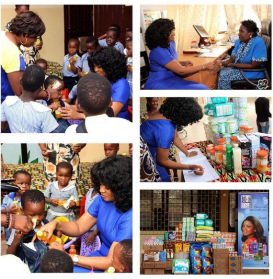 Omotola Jalade-Ekeinde visits Osu Childrens Home