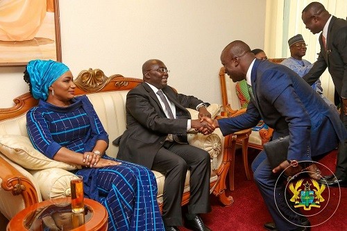 Dr. Bawumia and Samira Bawumia receive greetings from some leaders of Parliament