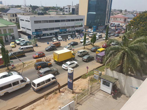 Aerial view of the traffic situation on the ring road after Nkrumah Interchange commissioning