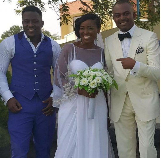 Adwoa Saah with wedding guests Coded and Oscar Yao Doe