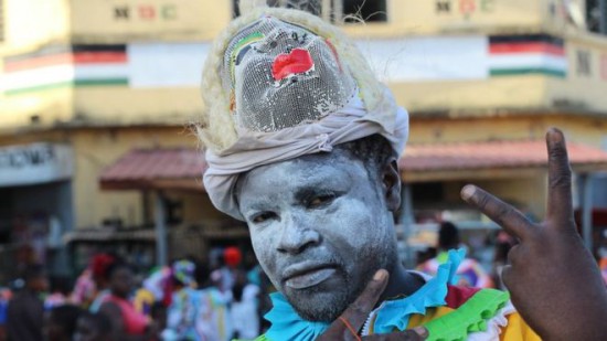 With temperatures up to 35C, many put talcum powder on their faces to stop them sweating too much under their masks.