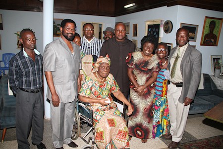 Mahama joins the family of Madam Theodosia Okoh in a group photograph