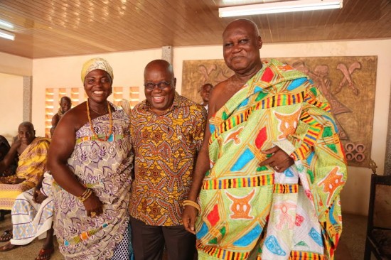 President Akufo-Addo with the Omanhene and Queenmother of Sunyani