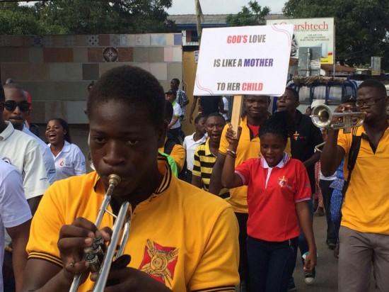 Kaneshie Deanery youth taking part in a float during the launch