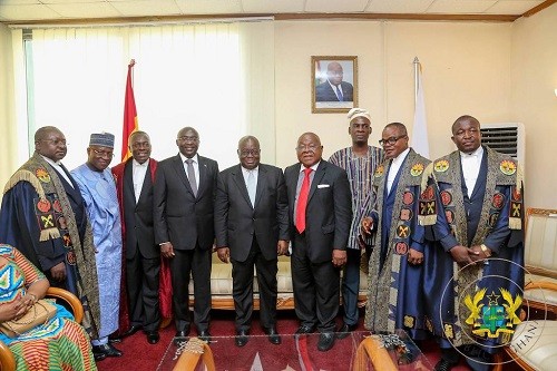 President Akufo-Addo with some of the leaders of the Seventh Parliament