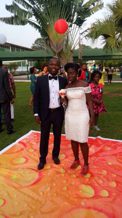 Ghanaian bride trends after wearing sneakers on wedding day