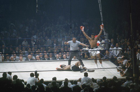 Muhammad Ali celebrates victory