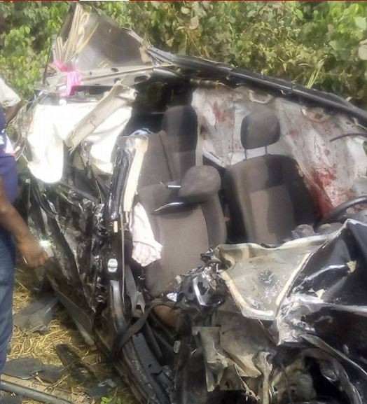 Ebony's mangled Jeep vehicle after the accident