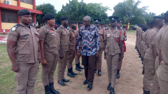 Interior Minister, Ambrose Dery in parade with Personnel of the GNFS